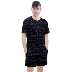 Black Background With Text Overlay Digital Art Mathematics Men s Mesh Tee And Shorts Set