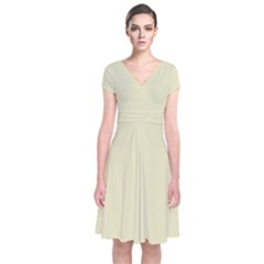 Pale Spring Bud	 - 	short Sleeve Front Wrap Dress by ColorfulDresses