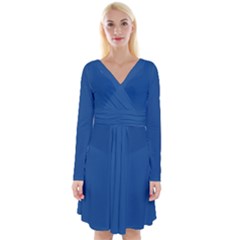 Turkish Sea Blue	 - 	long Sleeve Front Wrap Dress by ColorfulDresses