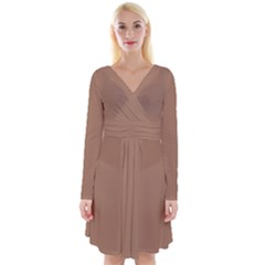 Tuscan Brown	 - 	long Sleeve Front Wrap Dress