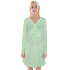 Tea Green	 - 	long Sleeve Front Wrap Dress