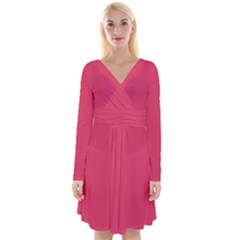 Paradise Pink	 - 	long Sleeve Front Wrap Dress