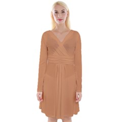 Persian Brown	 - 	long Sleeve Front Wrap Dress