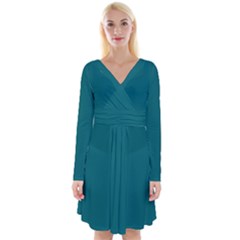 Deep Lake	 - 	long Sleeve Front Wrap Dress