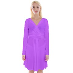 Purple Heliotrope	 - 	long Sleeve Front Wrap Dress