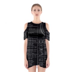 Black Background With Text Overlay Mathematics Trigonometry Shoulder Cutout One Piece Dress