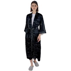 Black Background With Text Overlay Mathematics Trigonometry Maxi Satin Kimono