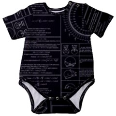 Black Background With Text Overlay Mathematics Trigonometry Baby Short Sleeve Bodysuit by Jancukart