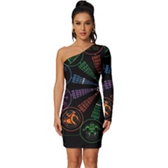 Zodiac Geek Long Sleeve One Shoulder Mini Dress