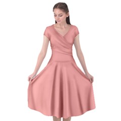 Candlelight Peach Pink	 - 	cap Sleeve Wrap Front Dress by ColorfulDresses