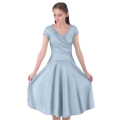 Pale Aqua Blue	 - 	cap Sleeve Wrap Front Dress