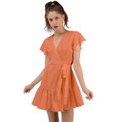 Basket Ball Orange	 - 	Flutter Sleeve Wrap Dress