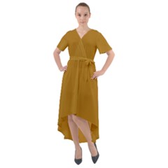 Dark Goldenrod	 - 	front Wrap High Low Dress