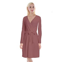 Brandy Brown	 - 	long Sleeve Velvet Front Wrap Dress