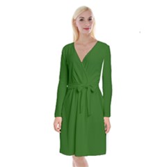 Lincoln Green	 - 	long Sleeve Velvet Front Wrap Dress by ColorfulDresses