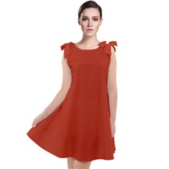 Rufous Red	 - 	tie Up Tunic Dress