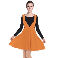 Carrot Orange	 - 	plunge Pinafore Dress by ColorfulDresses