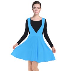 Deep Sky Blue	 - 	plunge Pinafore Dress by ColorfulDresses