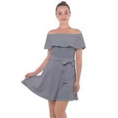 Battleship Grey	 - 	off Shoulder Velour Dress by ColorfulDresses