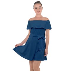 Prussian Blue	 - 	off Shoulder Velour Dress by ColorfulDresses