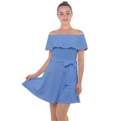 Provence Blue	 - 	off Shoulder Velour Dress by ColorfulDresses