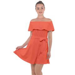 Portland Orange	 - 	off Shoulder Velour Dress by ColorfulDresses