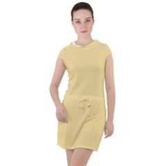 Egg Nog Yellow	 - 	drawstring Hooded Dress by ColorfulDresses