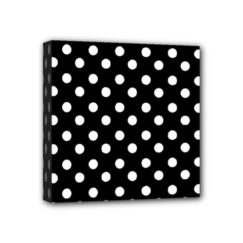 Black And White Polka Dots Mini Canvas 4  X 4  (stretched) by GardenOfOphir