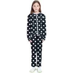 Black And White Polka Dots Kids  Tracksuit by GardenOfOphir