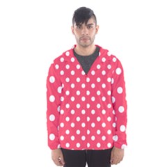 Hot Pink Polka Dots Men s Hooded Windbreaker