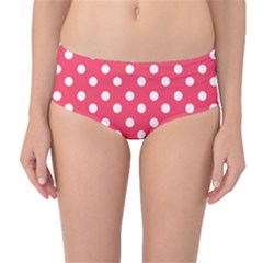 Hot Pink Polka Dots Mid-waist Bikini Bottoms by GardenOfOphir
