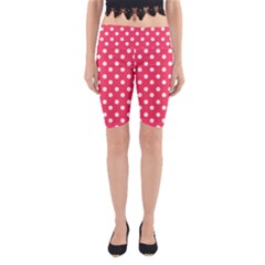 Hot Pink Polka Dots Yoga Cropped Leggings by GardenOfOphir