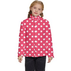Hot Pink Polka Dots Kids  Puffer Bubble Jacket Coat by GardenOfOphir