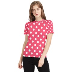 Hot Pink Polka Dots Women s Short Sleeve Rash Guard by GardenOfOphir