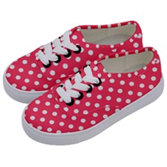 Hot Pink Polka Dots Kids  Classic Low Top Sneakers by GardenOfOphir