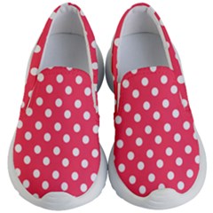 Hot Pink Polka Dots Kids Lightweight Slip Ons by GardenOfOphir