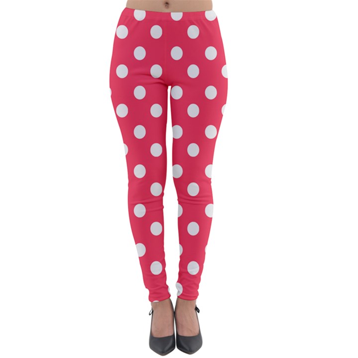 Hot Pink Polka Dots Lightweight Velour Leggings