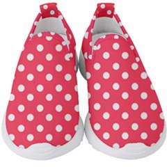 Hot Pink Polka Dots Kids  Slip On Sneakers by GardenOfOphir