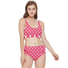 Hot Pink Polka Dots Frilly Bikini Set