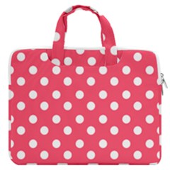 Hot Pink Polka Dots Macbook Pro 13  Double Pocket Laptop Bag by GardenOfOphir