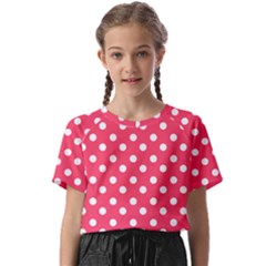 Hot Pink Polka Dots Kids  Basic Tee by GardenOfOphir