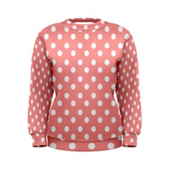 Coral And White Polka Dots Women s Sweatshirt by GardenOfOphir