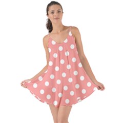 Coral And White Polka Dots Love The Sun Cover Up by GardenOfOphir