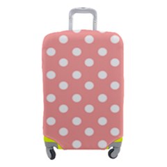 Coral And White Polka Dots Luggage Cover (small)