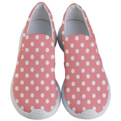 Coral And White Polka Dots Women s Lightweight Slip Ons by GardenOfOphir