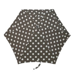 Brown And White Polka Dots Mini Folding Umbrellas by GardenOfOphir