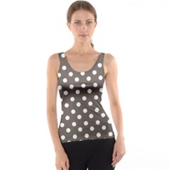 Brown And White Polka Dots Tank Top by GardenOfOphir