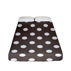 Brown And White Polka Dots Fitted Sheet (full/ Double Size) by GardenOfOphir