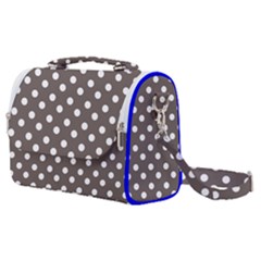 Brown And White Polka Dots Satchel Shoulder Bag by GardenOfOphir