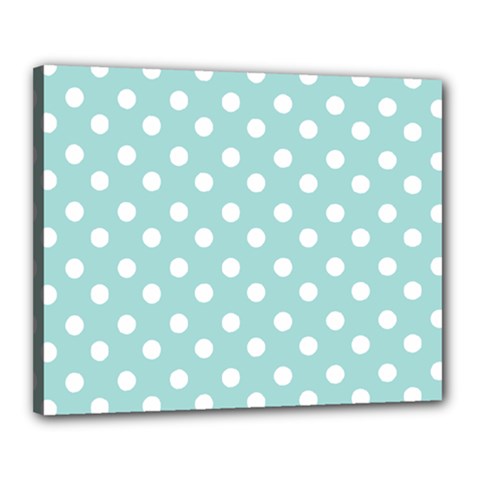 Blue And White Polka Dots Canvas 20  X 16  (stretched)